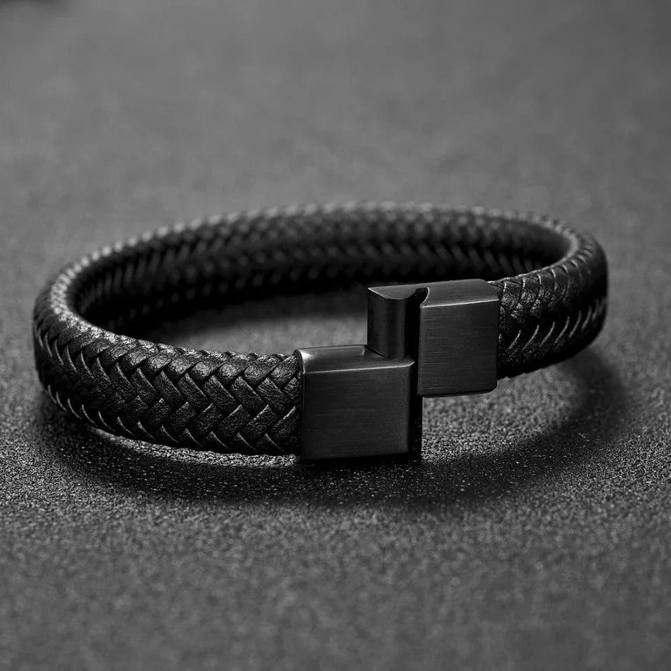 Steel Black Carbon and Black Braided Calf Leather
