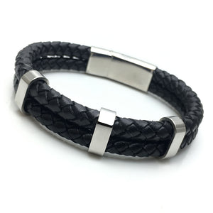 Stainless Steel Clasps and Hardware with Black Braided Calf Leather