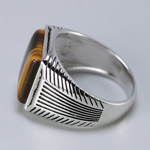 Pure 925 Sterling Silver with Natural Tiger Eye Stone