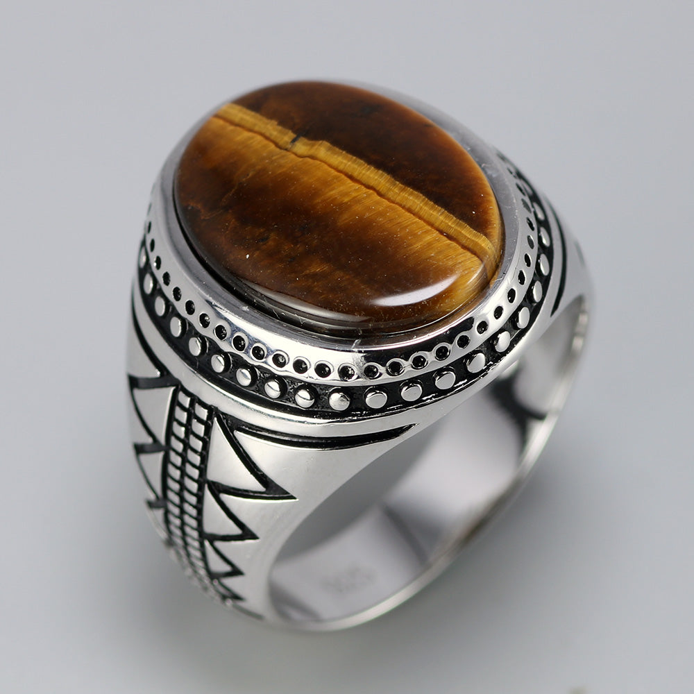 Pure 925 Sterling Silver With Natural Tiger Eye Stone