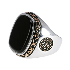 Pure 925 Sterling Silver With Natural Black Agate Stone